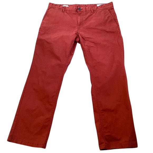 7Diamonds SLEET Clifton Slim Brushed Twill Leg Five-Pocket Pants Brick Red 35/30 - Picture 1 of 8